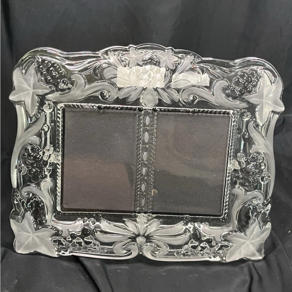 NEW Mikasa Vintage Memories Duet Clear Crystal Picture Frame w 2 3.5x5” photos